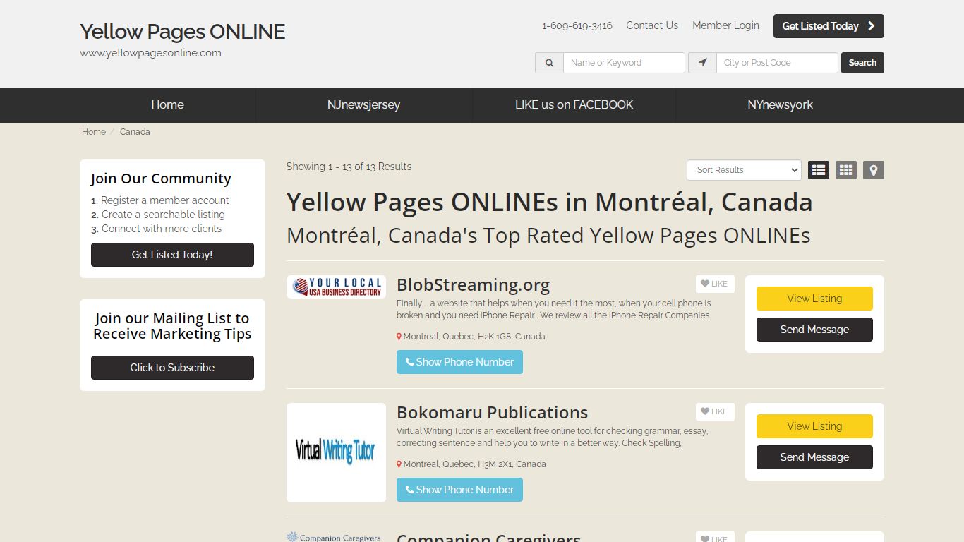 Montréal, Canada Yellow Pages ONLINE - Find Yellow Pages ONLINEs in ...